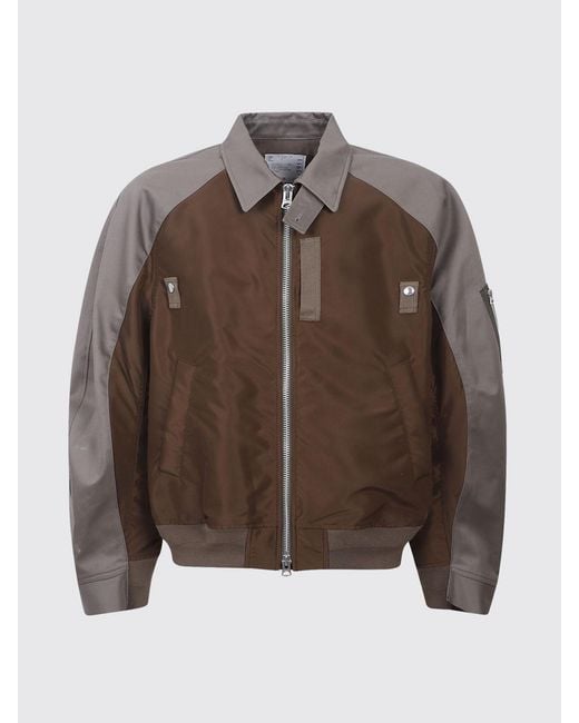 Sacai Brown Oversized Cotton Bomber for men