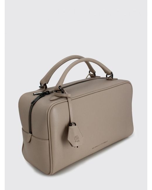 Brunello Cucinelli Brown Boston Explorer Leather Handbag