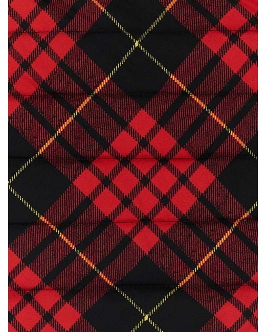 McQueen Red Tartan Motif Silk Scarf