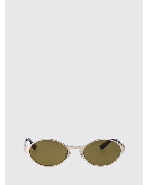 Bottega Veneta Green Vintage Oval Metal Sunglasses With Dark Lenses for men
