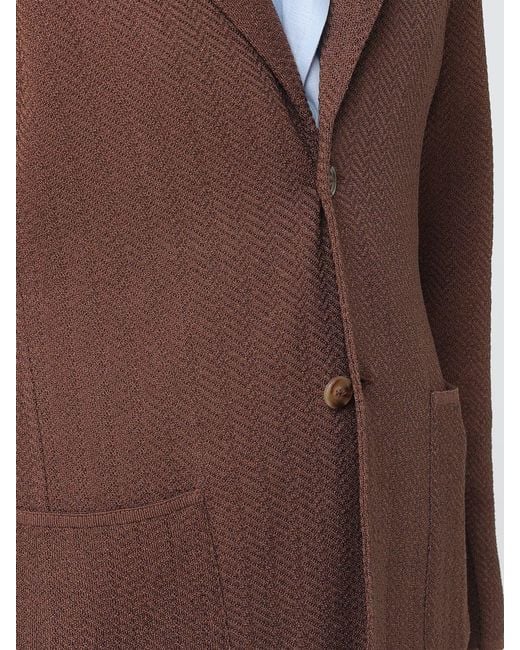 Lardini Brown Single-Breasted Cotton Blend Blazer for men