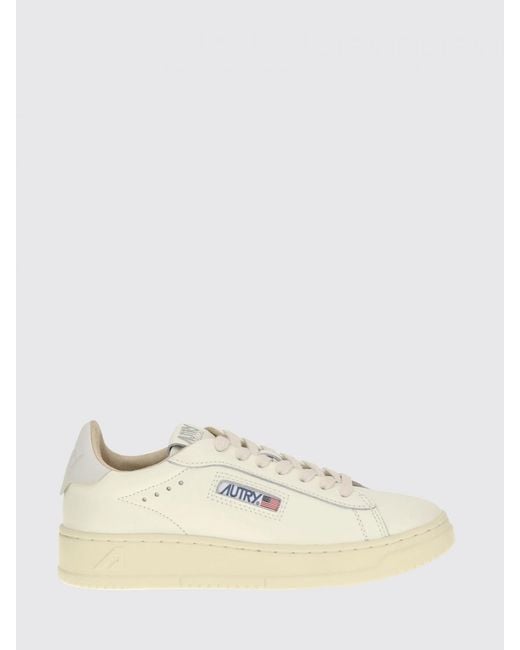 Autry Natural Dallas Low Bicolour Calfskin Leather Trainers With Padded Low-Top Ankle
