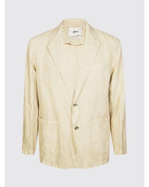 Altea Natural Single-Breasted Linen Blazer With Two-Button Closure And Patch Pockets for men