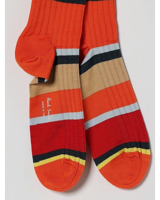Paul Smith Red Striped Organic Cotton Ribbed Socks for men