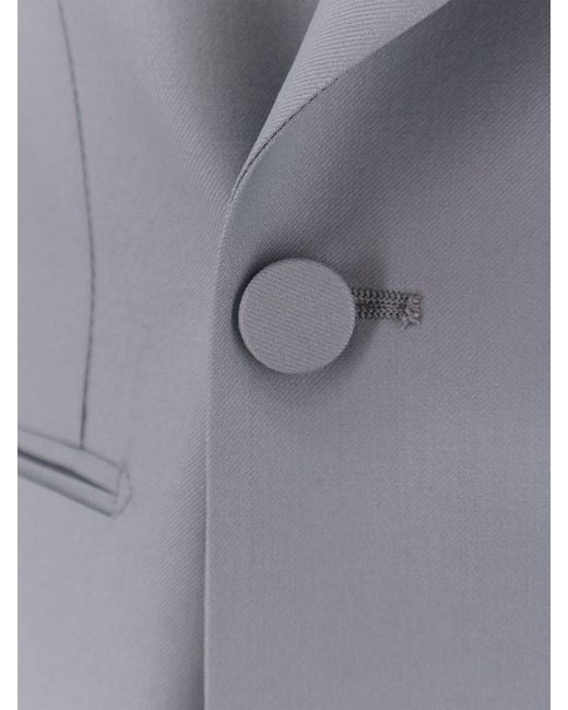 Tagliatore Gray Double-Breasted Virgin Wool Blazer for men