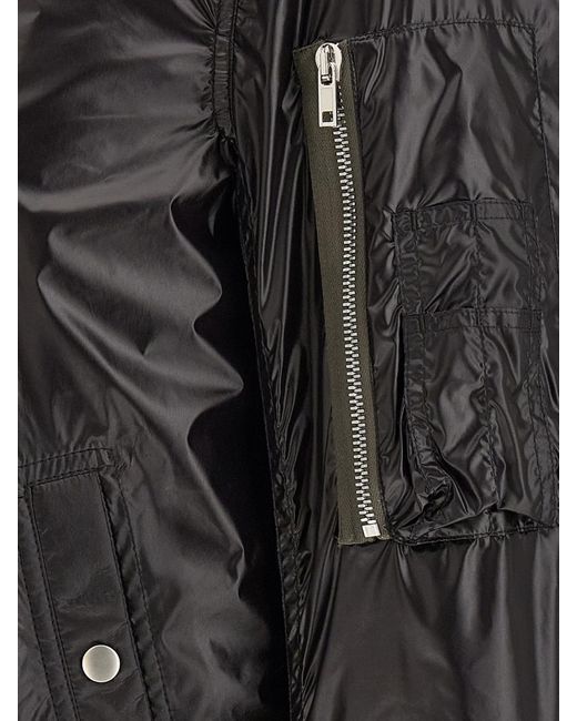 Rick Owens Black Shiny Crinkled Nylon Bomber Jacket for men