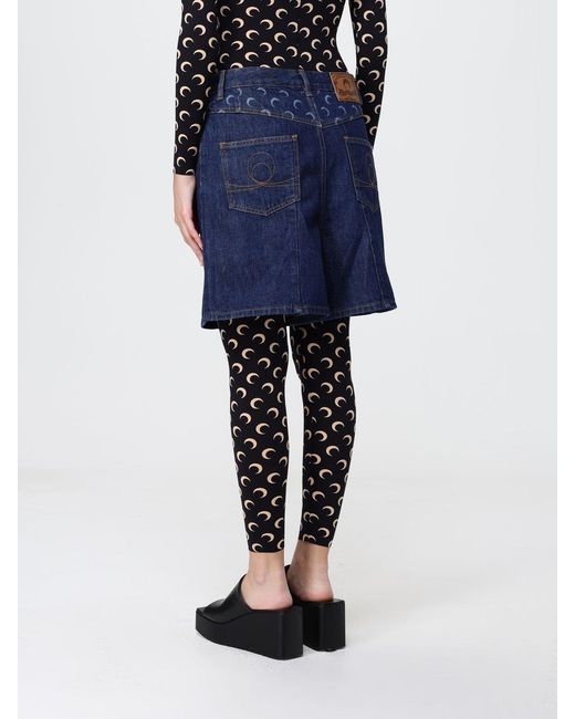 MARINE SERRE Blue Cotton Denim Shorts