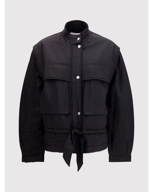 Isabel Marant Blue Blandina Cotton-Blend Bomber Jacket With High Neck And Drawstring