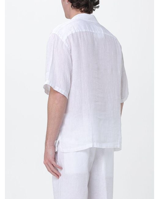 120% Lino White Casual Linen Shirt for men