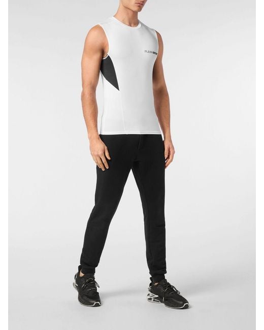 Philipp Plein White Slim Fit Cotton Tank Top With Contrast Logo for men