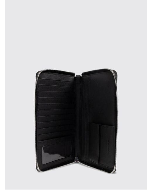 Emporio Armani Black Regenerated Saffiano Synthetic Leather Document Holder for men