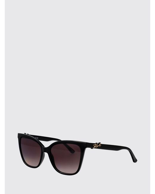 Karl Lagerfeld Black Vintage Cat Eye Acetate Sunglasses With Metallic Logo