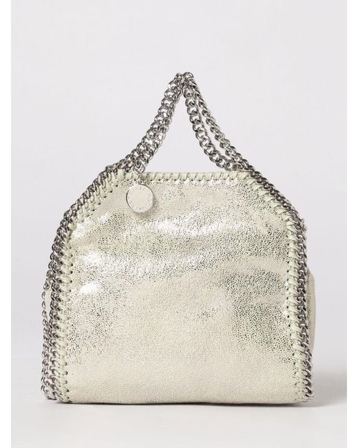 Stella McCartney Natural Falabella Laminated Cracked Synthetic Suede Micro Tote Bag