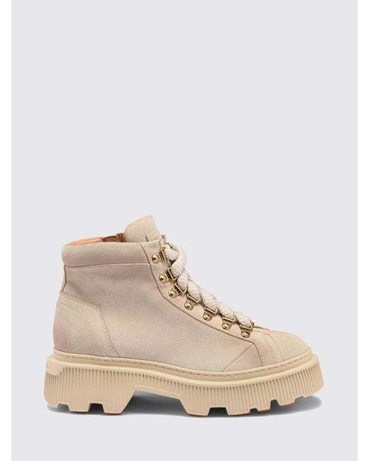 Santoni Natural Flat Ankle Boot
