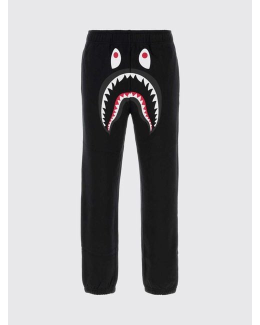 A Bathing Ape Black Cotton Jogging Pants With Contrast Logo And Elastic Waist for men