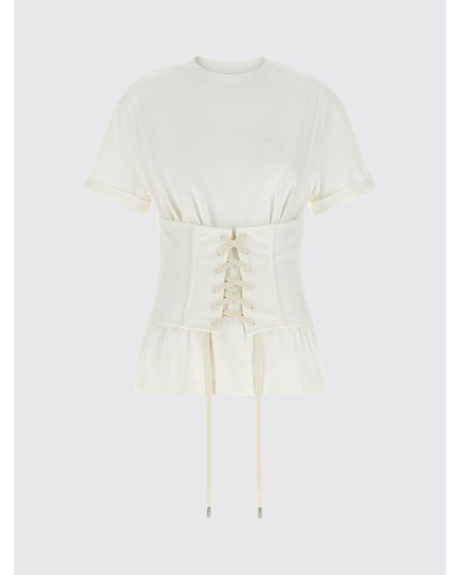 McQueen White Cotton T-Shirts With Laces