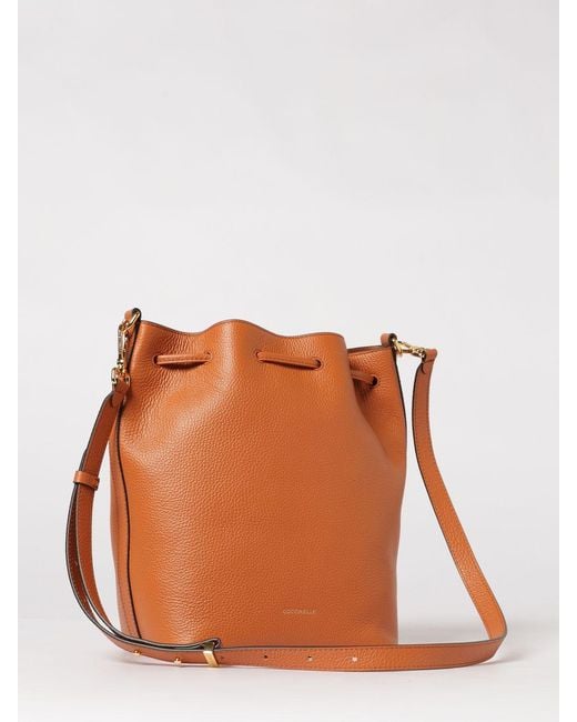 Coccinelle Orange Beat Generation Hammered Leather Bucket Bag
