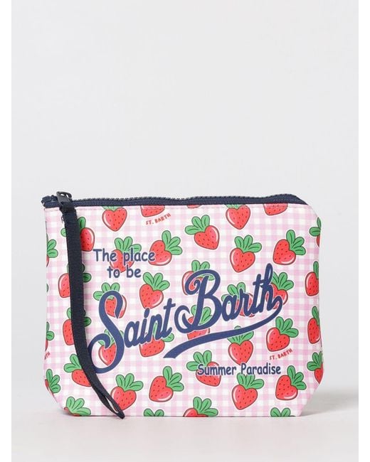 Mc2 Saint Barth White Aline Striped Polyester Pouch for men