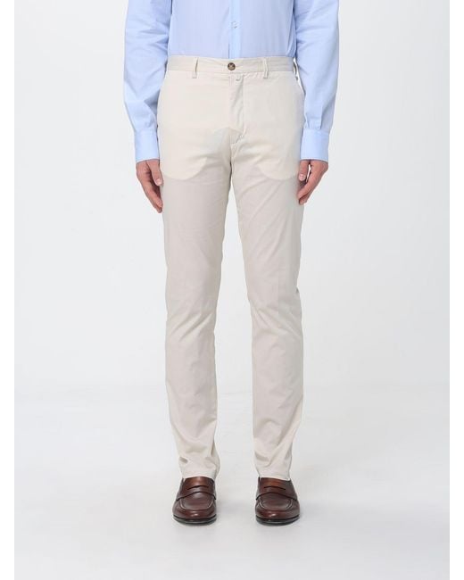 Brooksfield White Cotton Blend Chino Trousers for men