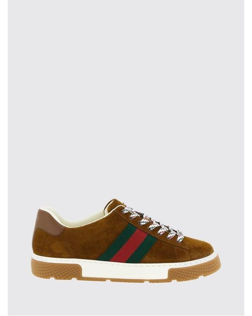 Gucci Brown Ace Suede Sneakers for men