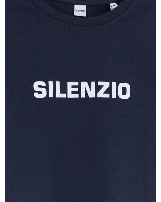 Aspesi Blue Cotton Slogan T-Shirt for men