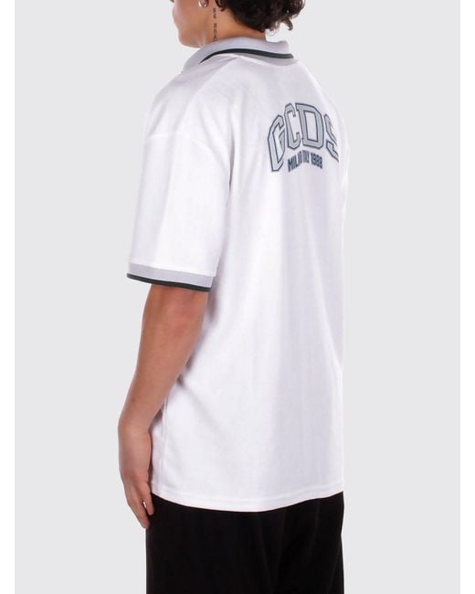 Gcds White Cotton Polo Shirt With Logo for men