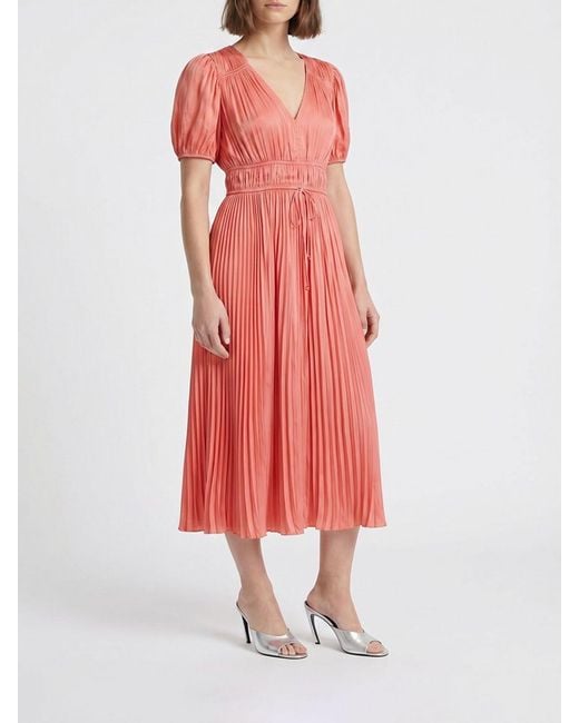 Ulla Johnson Red Audra Pleated Crêpe Midi Dress