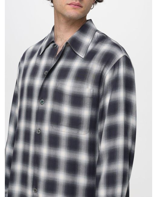 Our Legacy Blue Viscose Shirt With Check Print for men