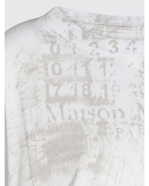 Maison Margiela White Cotton T-Shirt With Numeric Logo And Dropped Shoulders for men