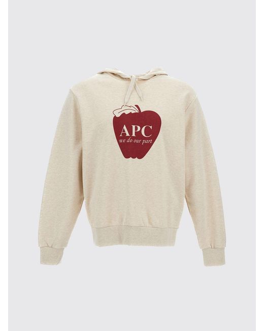 A.P.C. White Cotton Hoodie With Logo for men