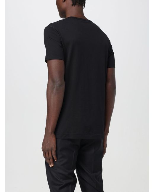 T-shirt in cotone con placca logo di Dolce & Gabbana in Black da Uomo