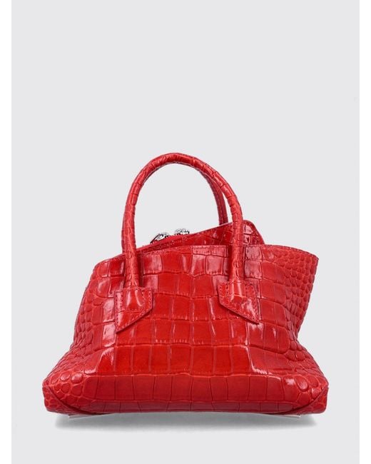The Attico Red La Passeggiata Crocodile-Effect Leather Mini Handbag