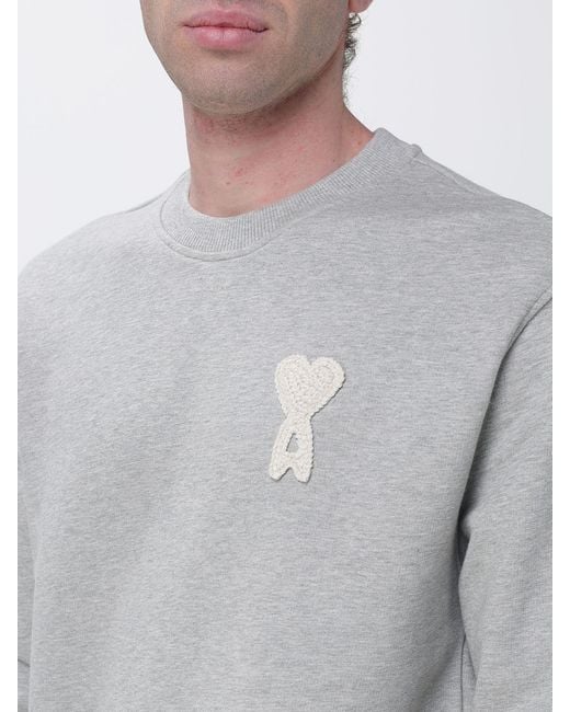 Sudadera De Cuello Redondo De Algodón AMI de hombre de color Gray