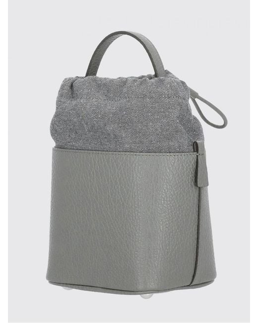 Maison Margiela Gray 5Ac Mini Grained Leather Bucket Bag