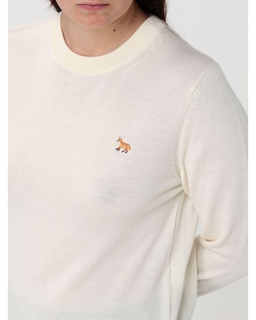 Maison Kitsuné White Maison KitsunÉ Merino Wool Crew-Neck Pullover