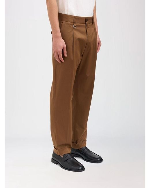 Paolo Pecora Brown Cotton Blend Trousers for men