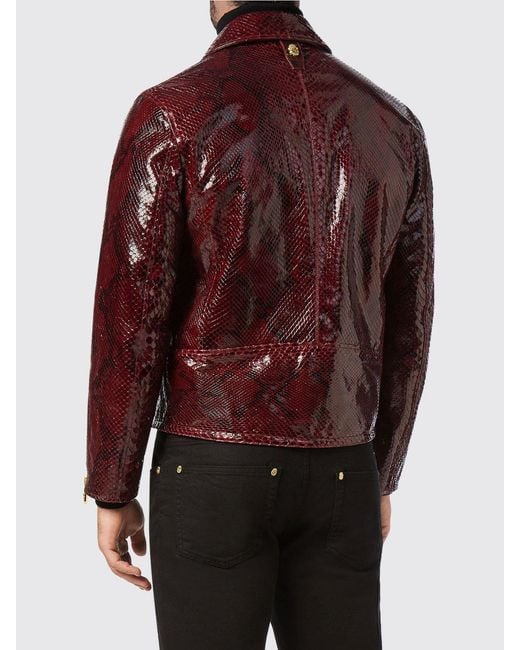 Billionaire Red Python Leather Jacket for men