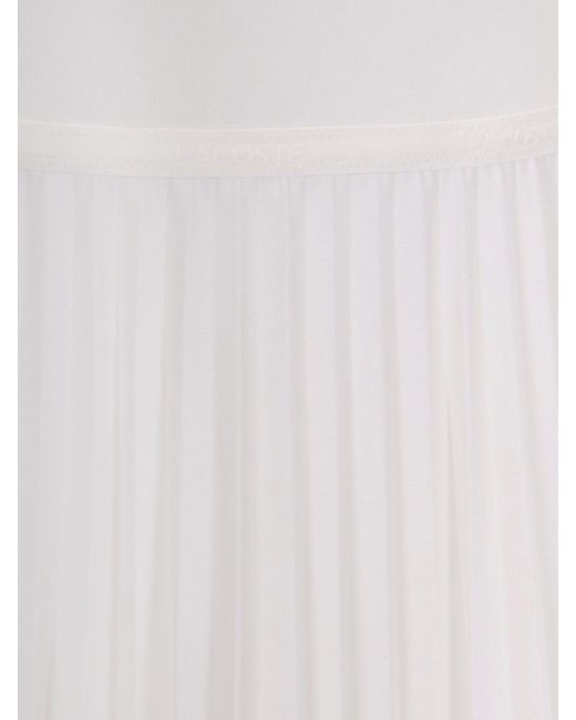 Lacoste White Pleated Crepe Midi Dress