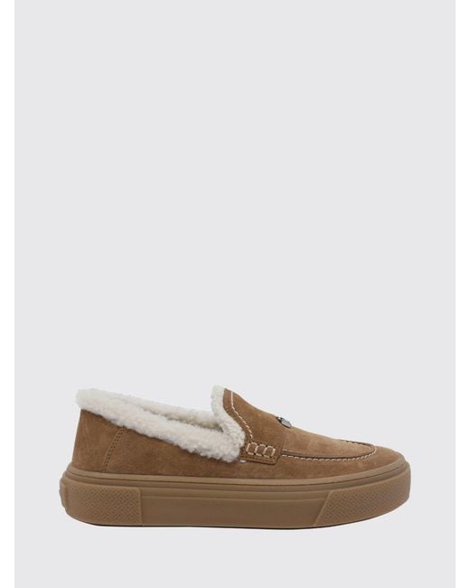 Hogan Brown Crosswind Suede And Shearling Slip-On Trainers With Logo