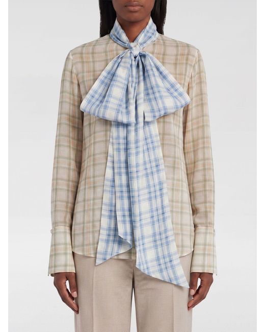 Acne Blue Check Silk Blouse