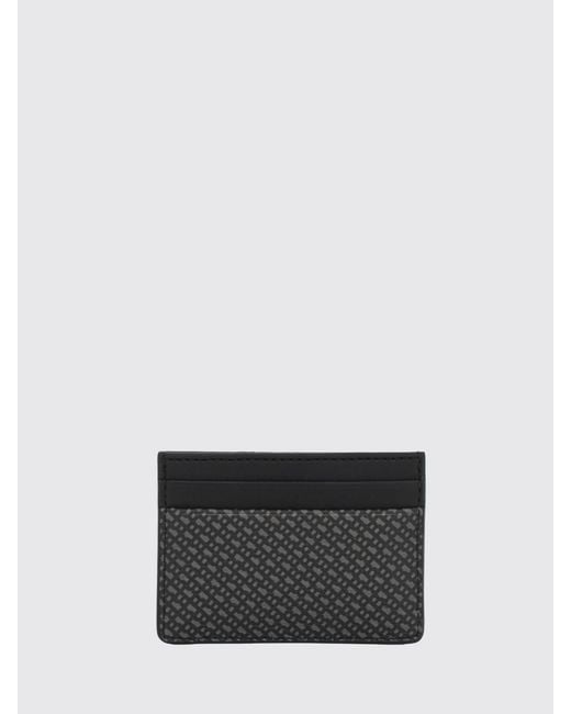 Boss White Monogram Pattern Leather Card Holder With Four Slots for men