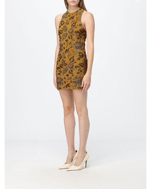 Saint Laurent Yellow Floral Print Crêpe Mini Sheath Dress With Halter Neck