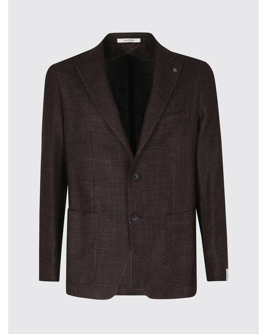 Tagliatore Black Single-Breasted Virgin Wool And Silk Blazer With Peak Lapels for men