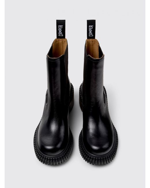 Camper Black Pix London Leather Ankle Boots