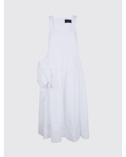 Simone Rocha White Multilayer Cotton Tulle Midi Dress With Flower