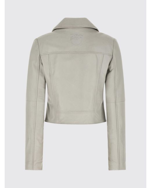 Pinko Gray Faux Leather Biker Jacket