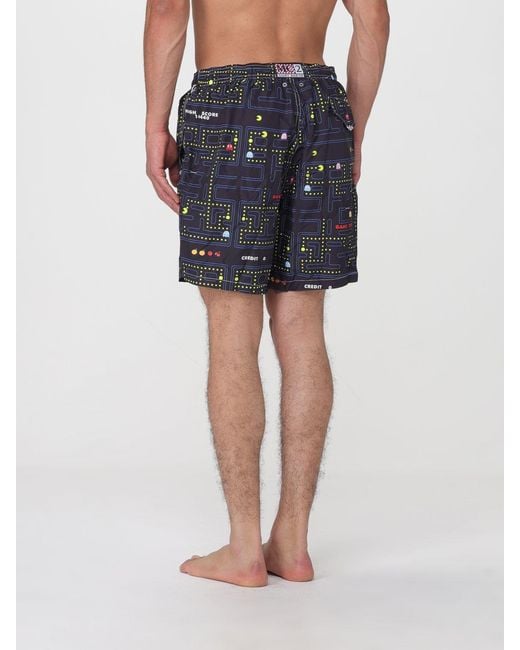 Mc2 Saint Barth Blue Graphic Print Polyester Swim Shorts for men