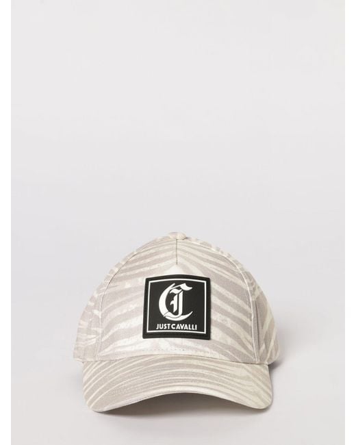 Just Cavalli White Zebra Print Cotton Twill Hat