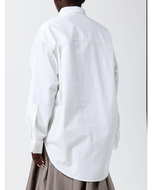 Balenciaga White Cotton And Silk Poplin Shirt