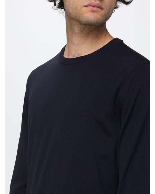 Zanone Blue Crewneck Wool Blend Jumper With Long Sleeves And Ribbed Trims for men